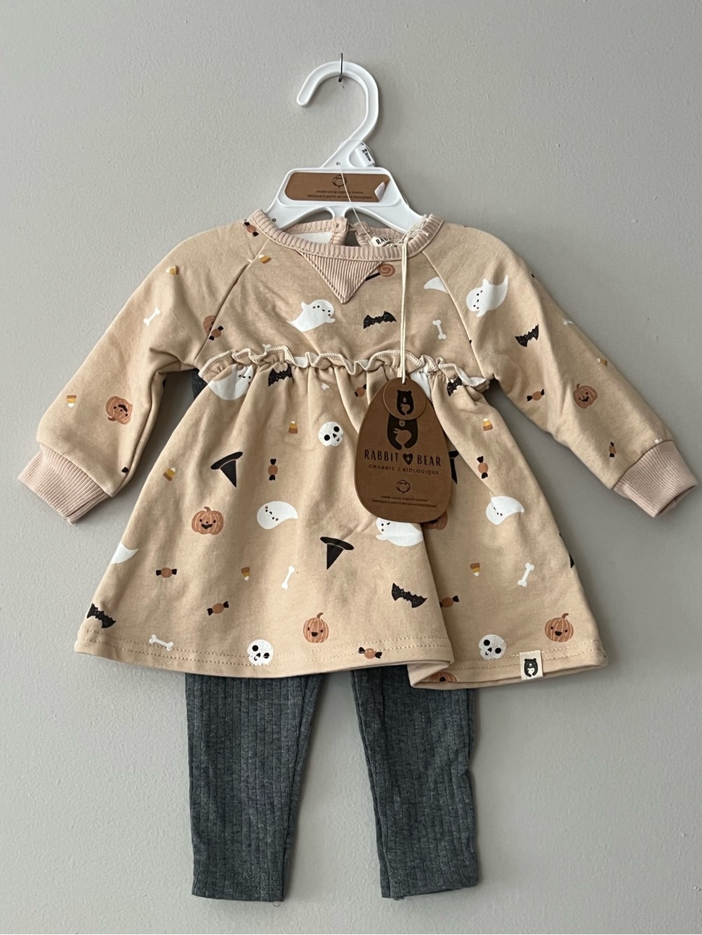 Rabbit + Bear Organic Halloween Dress Leggings Set 3-6M NWT